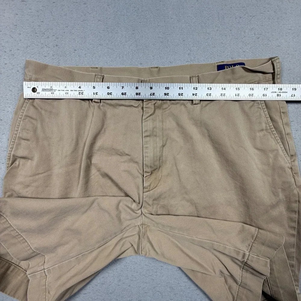 Polo Ralph Lauren Mens Chino Shorts Tan Khaki Cotton Twill Flat Front 36